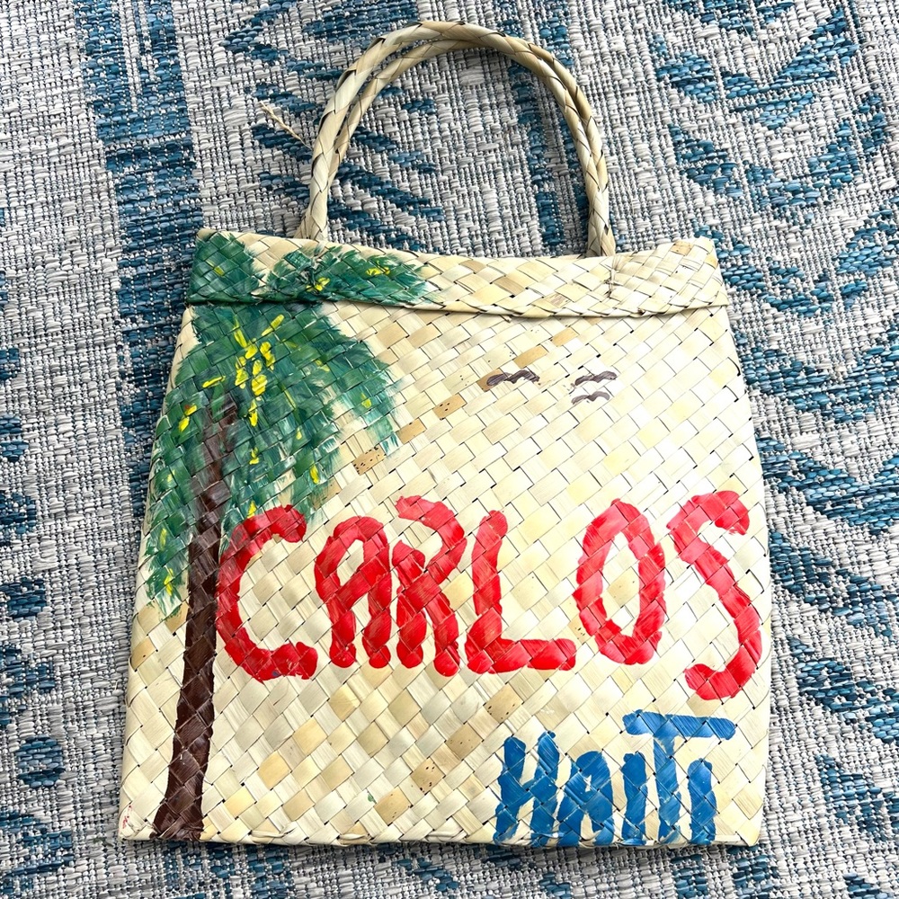 Carlos Haiti Palm Tree Leaf Tote Handmade Good Condition - Picture 4 of 7